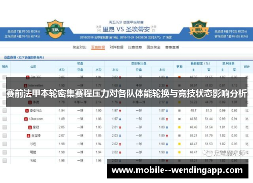 赛前法甲本轮密集赛程压力对各队体能轮换与竞技状态影响分析